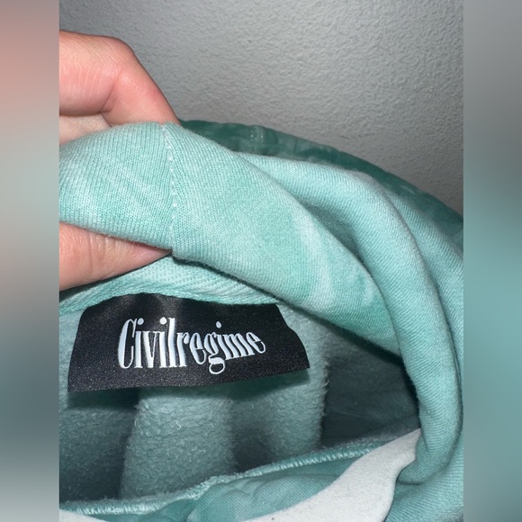 Civil Regime Aqua Marble Rose Embroidered Hoodie NWOT Size Large - Picture 9 of 10